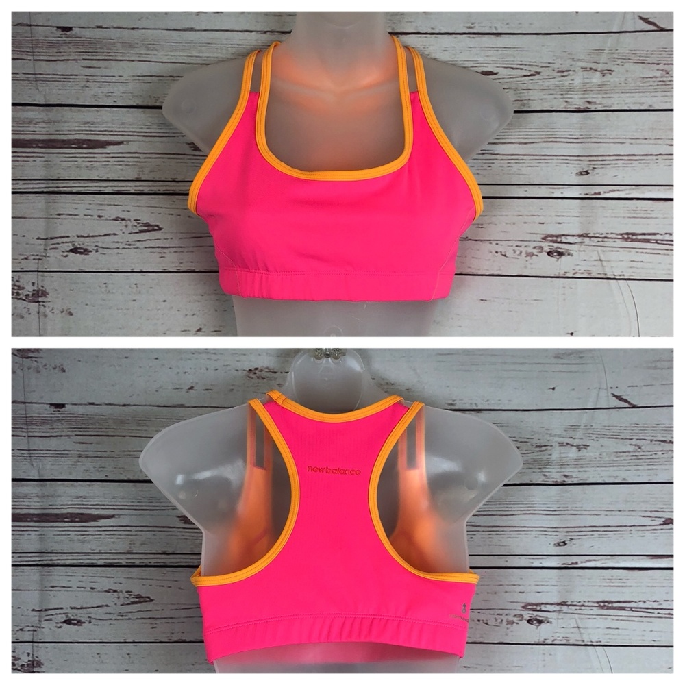 New Balance Pink Orange Racerback Workout Bra